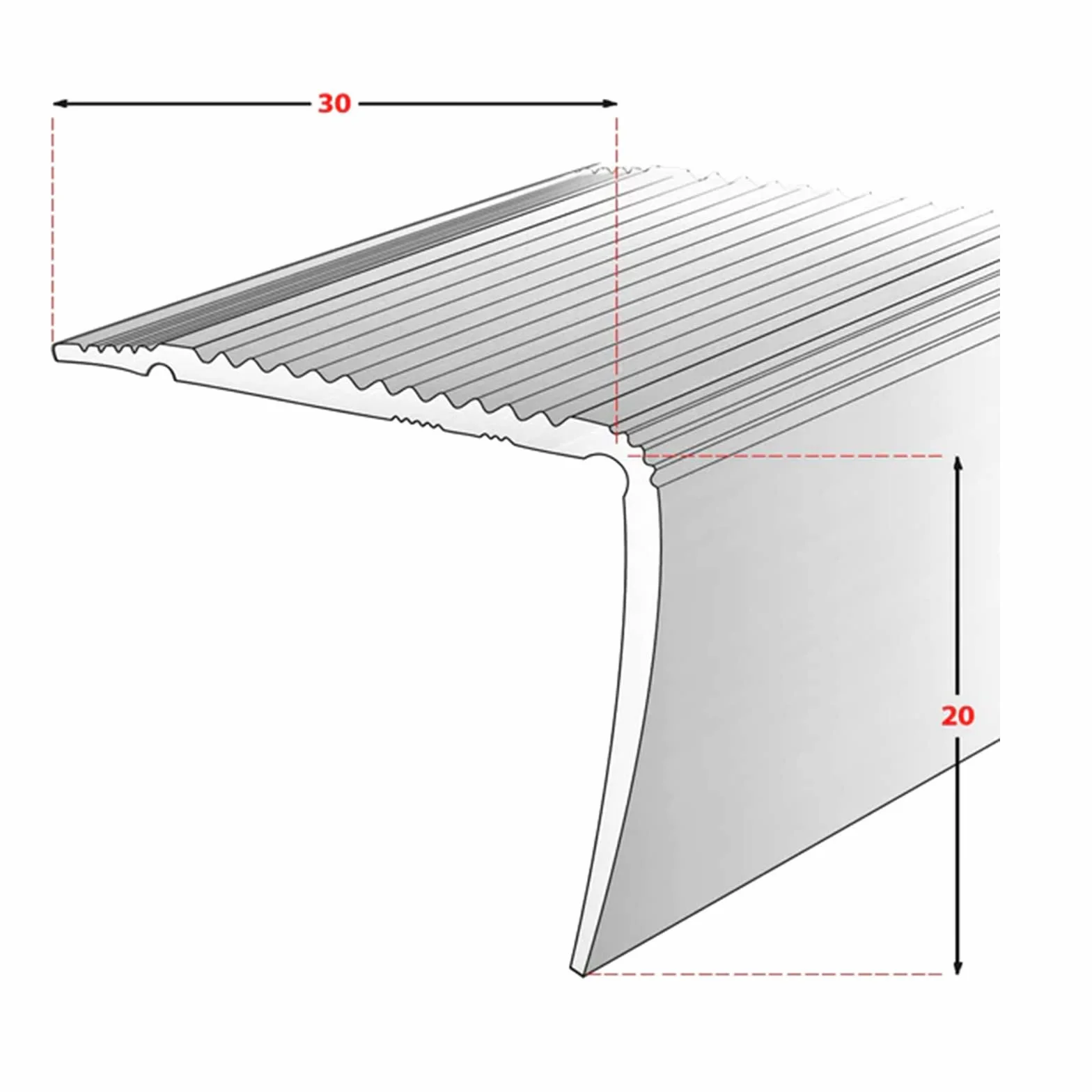 casa pura Perfil de escalera de ángulo de aluminio en forma de L, sin taladrar, perfil angular, perfil de borde anodizado, 1 pieza, 3 x 2 cm, integral (dorado, 100 cm)