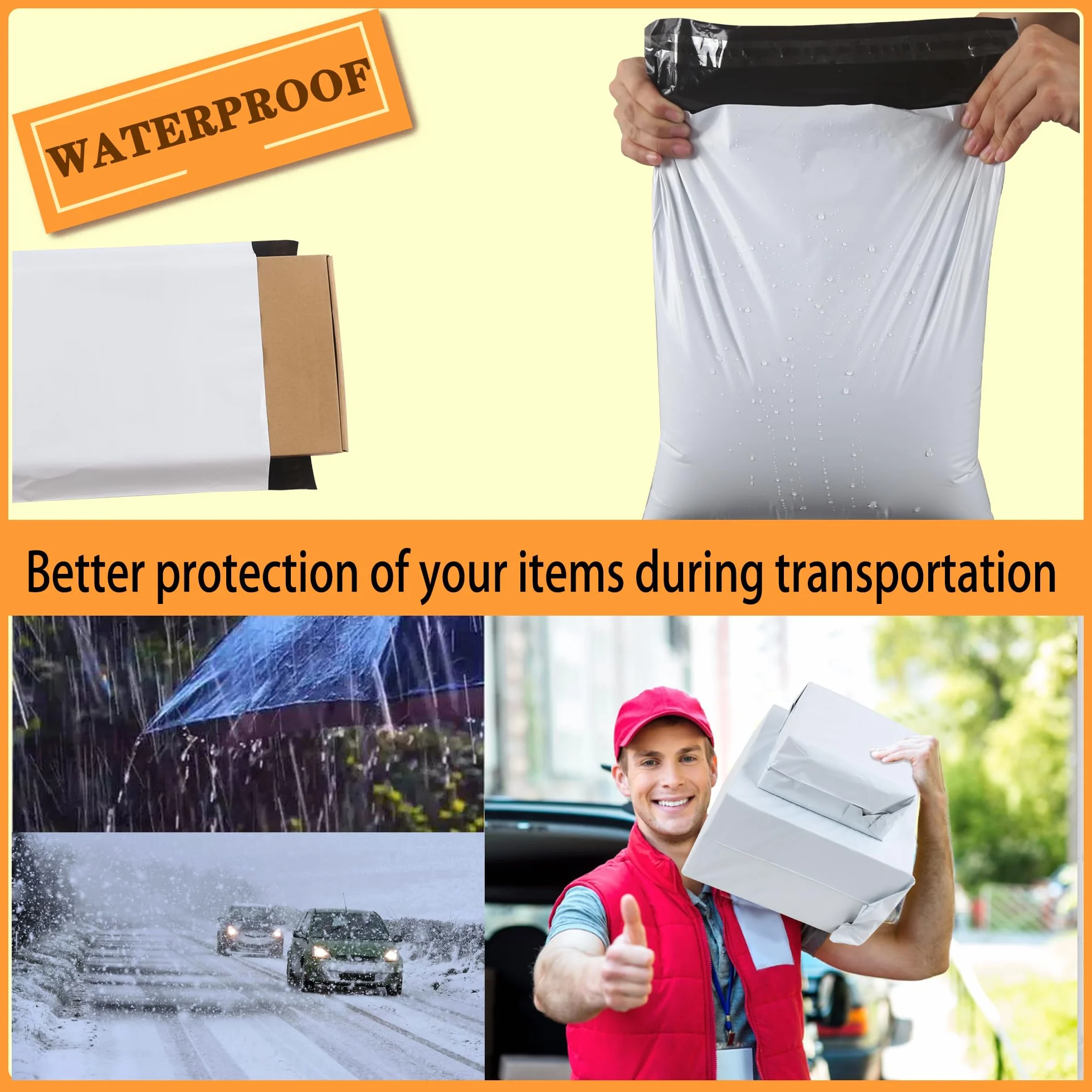 100 Bolsas de Envío Mezcla de 4 Tamaños Sobres de Plástico Autoadhesivos para Polietilen Bolsas Envios Paquetes Ropa Impermeable Opacas Autoadhesivo Sobres para Envios para Correo Bolsas