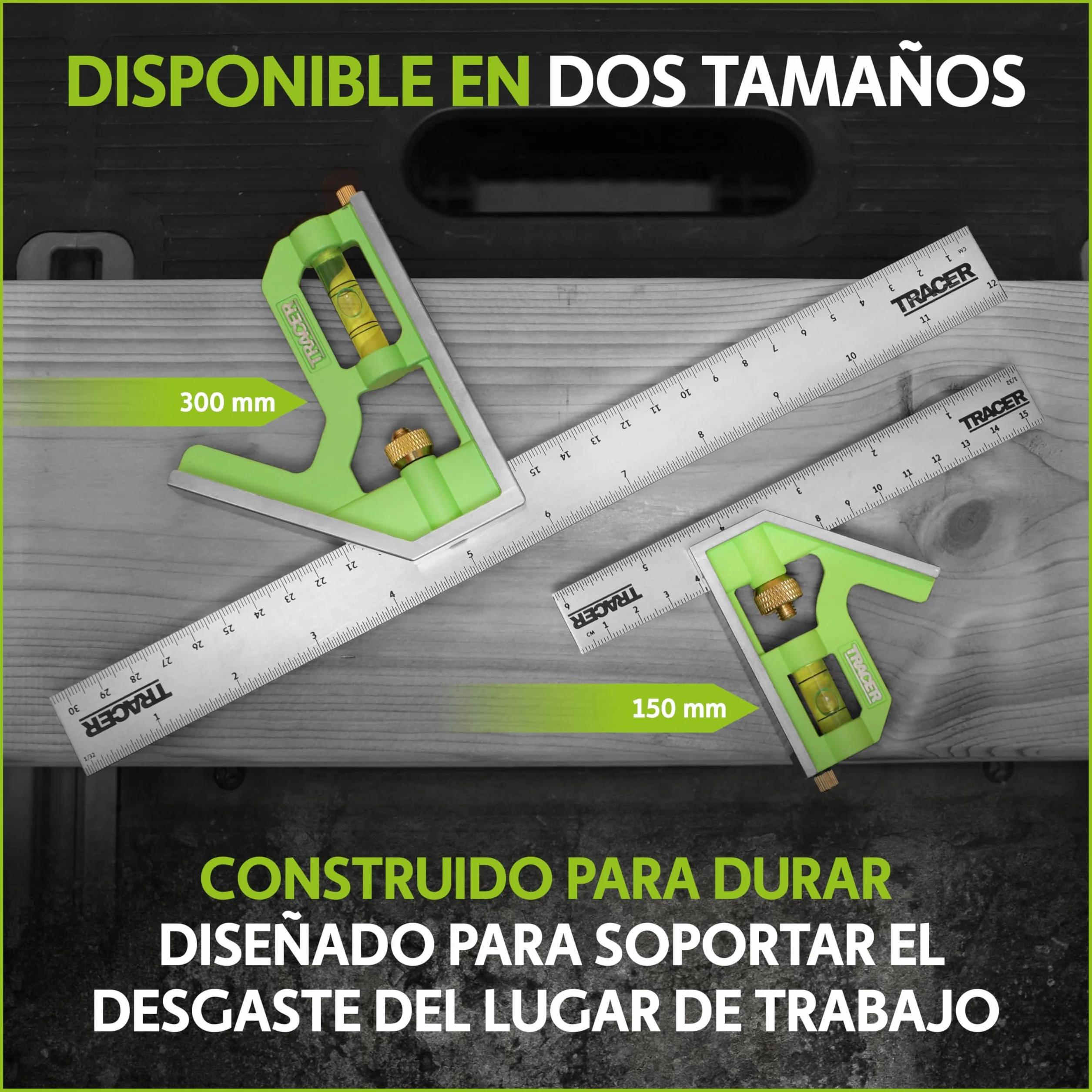 TRACER Escuadra combinada 300 mm 45/90 grados nivel de burbuja herramienta de medición