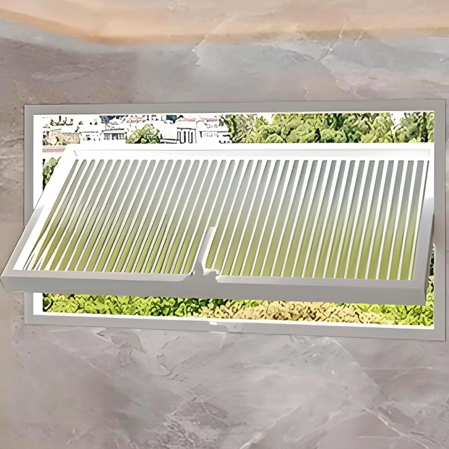 Ventana de vidrio templado giratoria de 360°, ventana de servicio corrediza vertical de aluminio con manija y cerradura, ventana de ventilación metálica empotrada para baño y cocina(White,WxH 60x30cm/