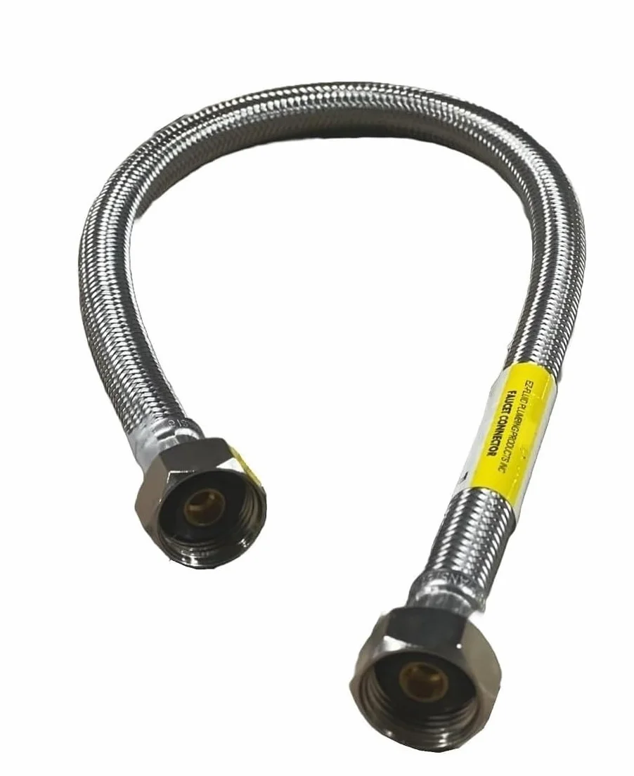 EZ-Fluid Línea de conector de grifo trenzado de acero inoxidable de 30 pulgadas, líneas de conector de manguera de suministro de agua para baño, fregadero de cocina, grifo de 1/2 pulgada FIP x 1/2