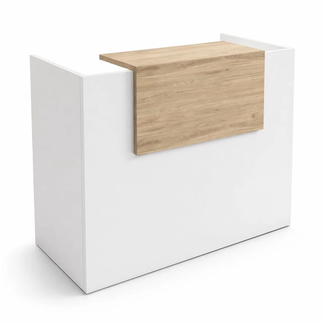 Mostrador Basic de Recepción para Oficina o Negocio - Moderno con Estante Interior Roble 120cm