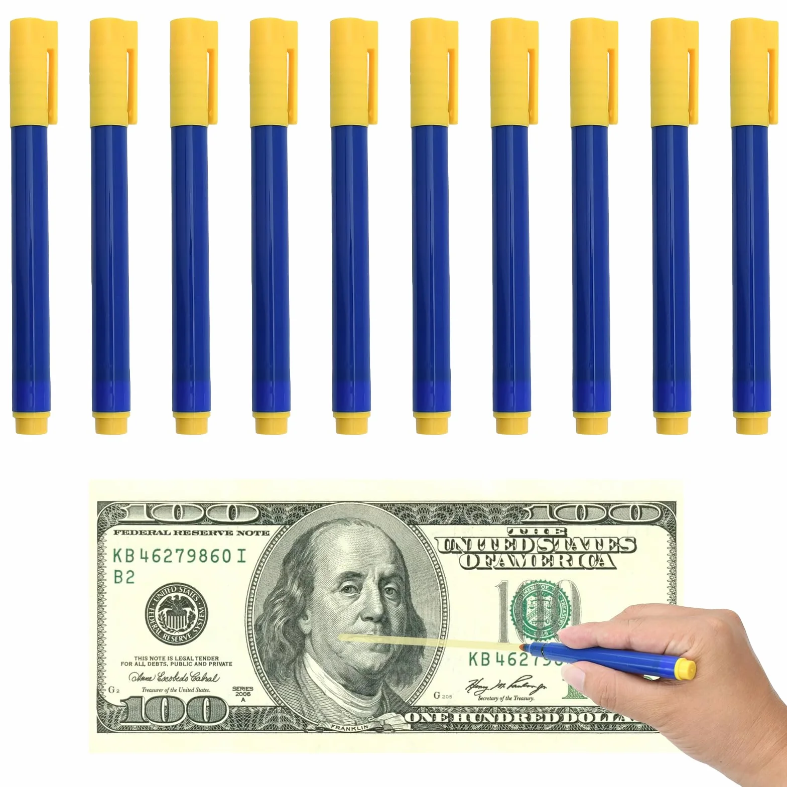 Detector Billetes Falsos Portátil Rotulador Billetes Falsos 10 Piezas