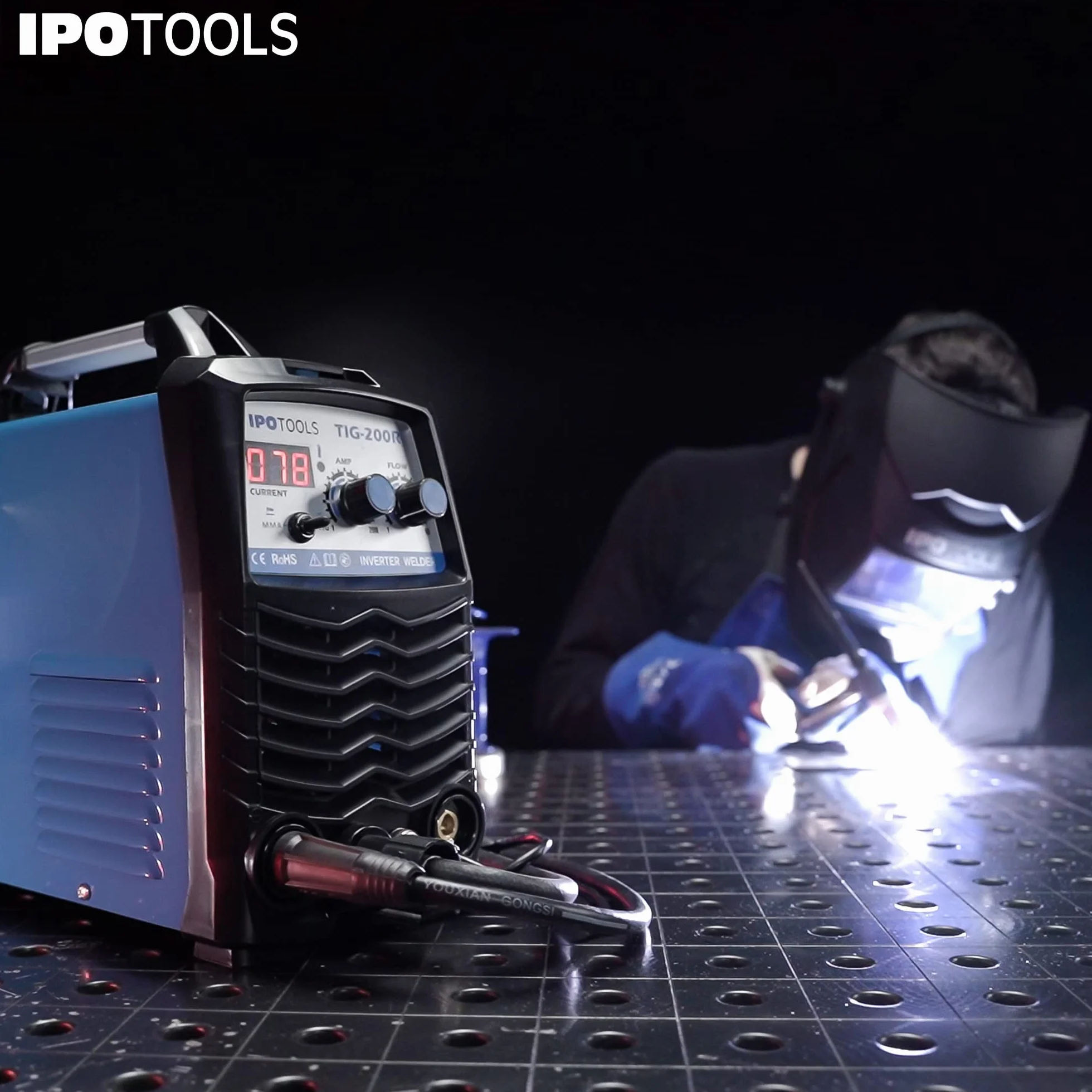 IPOTOOLS TIG-200R WIG - Máquina de soldar DC - TIG WIG 200 Amplificadores Inverter Digital Inverter Máquina de Soldar, Inversor con Pantalla Digital, Encendido RF, MMA, IGBT, 7 años de garantía