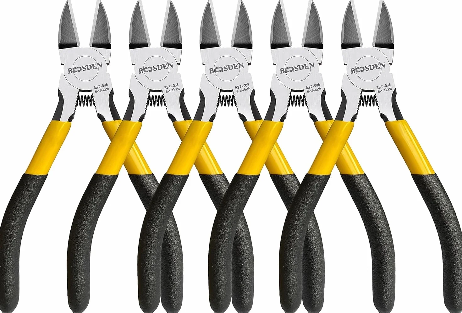 5 Piezas Cortador Alambre, BOOSDEN Alicates de Corte Lateral de 127mm, Cortador Lateral Con Resorte, Alicates de Corte a Ras Utilizado Para Reparación Electrónica, Procesamiento De Joyas