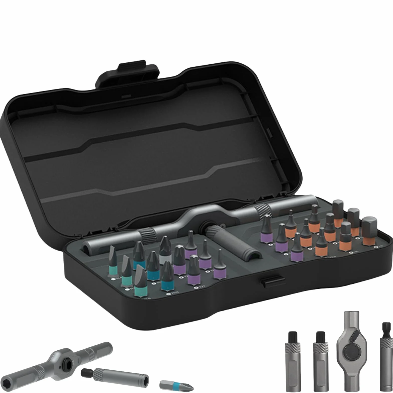 Destornillador de fijación precioso, juego de destornilladores magnéticos 24 en 1, destornillador de bricolaje 24 en 1, forma de destornillador conmutable para adaptarse a diversas reparaciones del