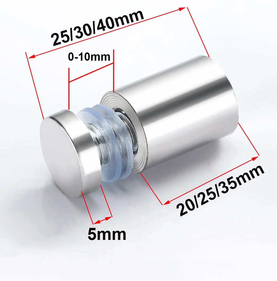 Qrity 40 Piezas Separador de Fijación de Vidrio, Publicidad de Vidrio Acrílico Standoff, 12X25mm, con Accesorios de Montaje de Tornillo