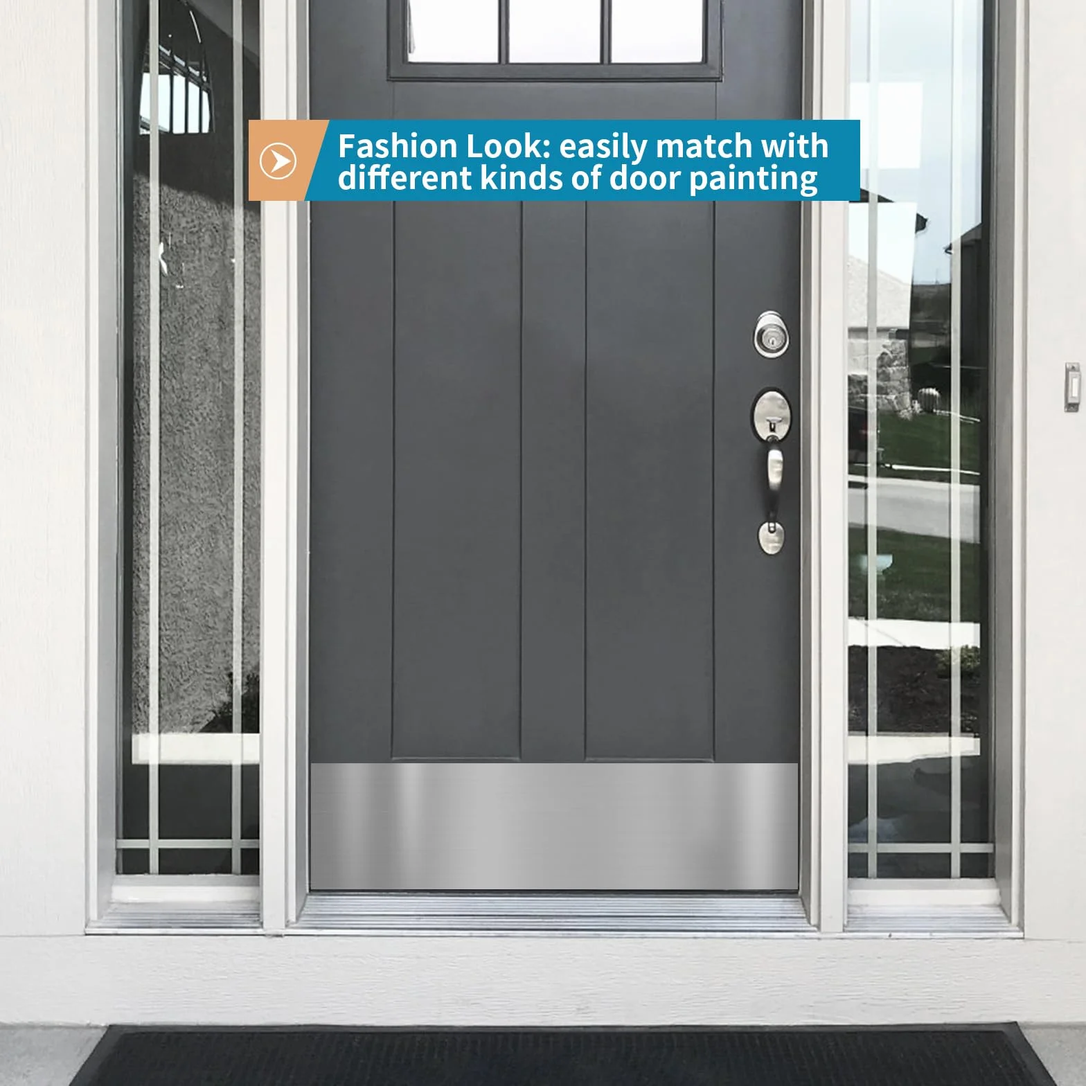 Placa de acero inoxidable para puerta de 8 x 34 pulgadas, placa autoadhesiva para puertas interiores o exteriores de 36 pulgadas (níquel cepillado)