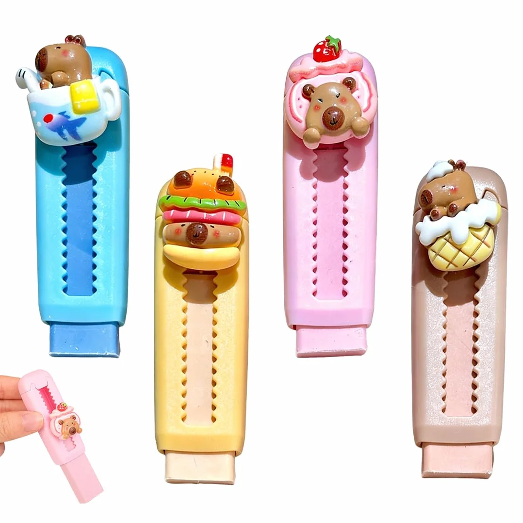 Gomas De Borrar Capybara 4 Piezas Con Fragancia Retráctil Diseño 4 Colores