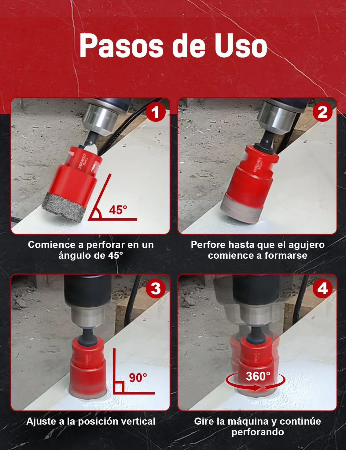 8Pz M14 Broca Diamante, Brocas Porcelánico Ø 6/8/10/12/35/50/68mm con Adaptador, Soldada Vacío, Coronas para Porcelánico, Taladrado Seco para Azulejos, Cerámica, Mármol, Granito