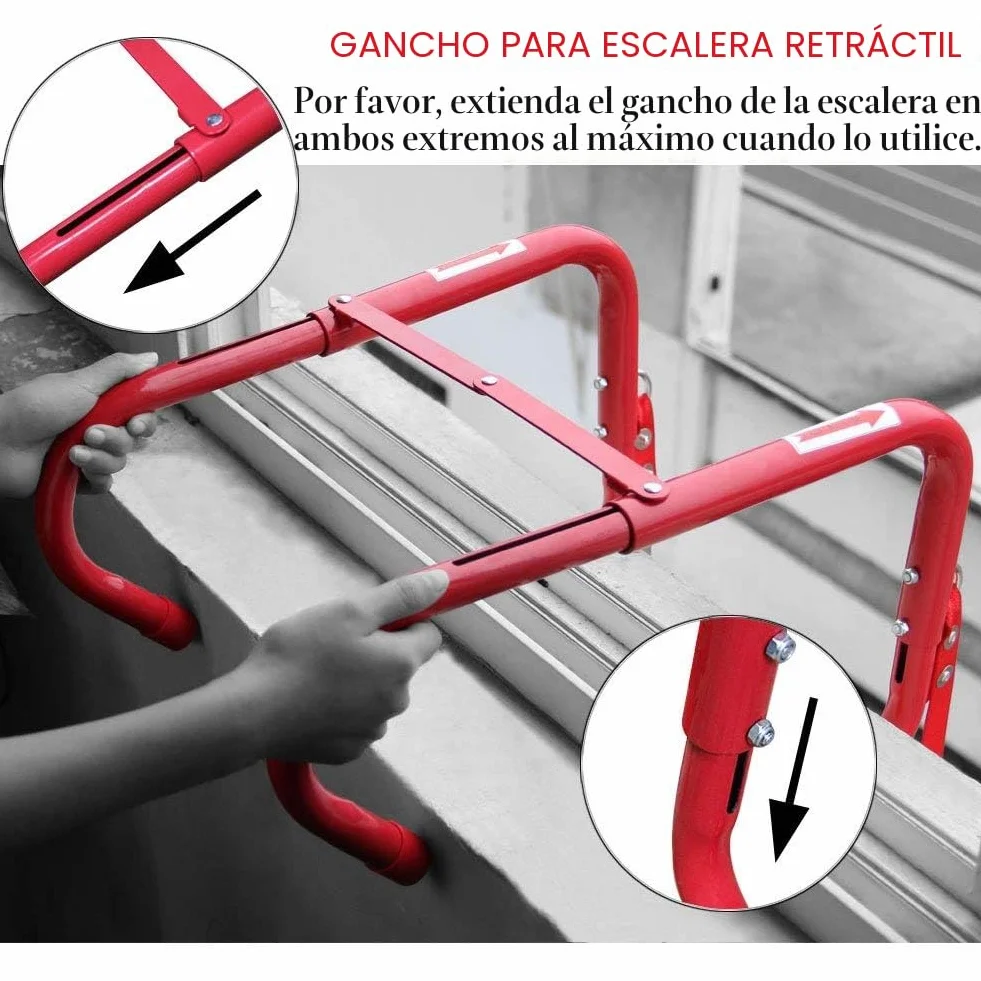 Hausse Escalera retráctil de Escape de Incendios de 3 Pisos, 25 pies