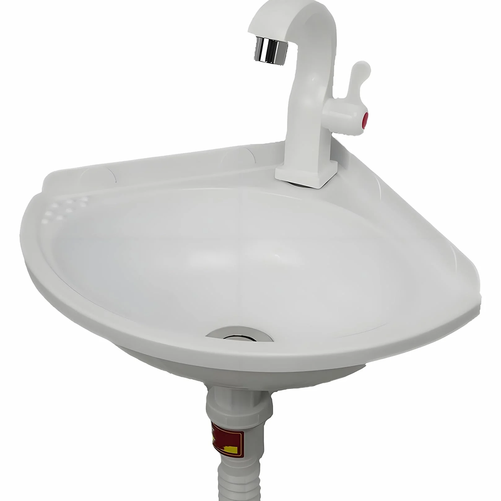 Lavabo Plástico Blanco De Montaje En Pared Sin Taladrar, Suspendido Con Grifo y Juego De Desagüe Para Cuarto De Baño y WC De Invitados