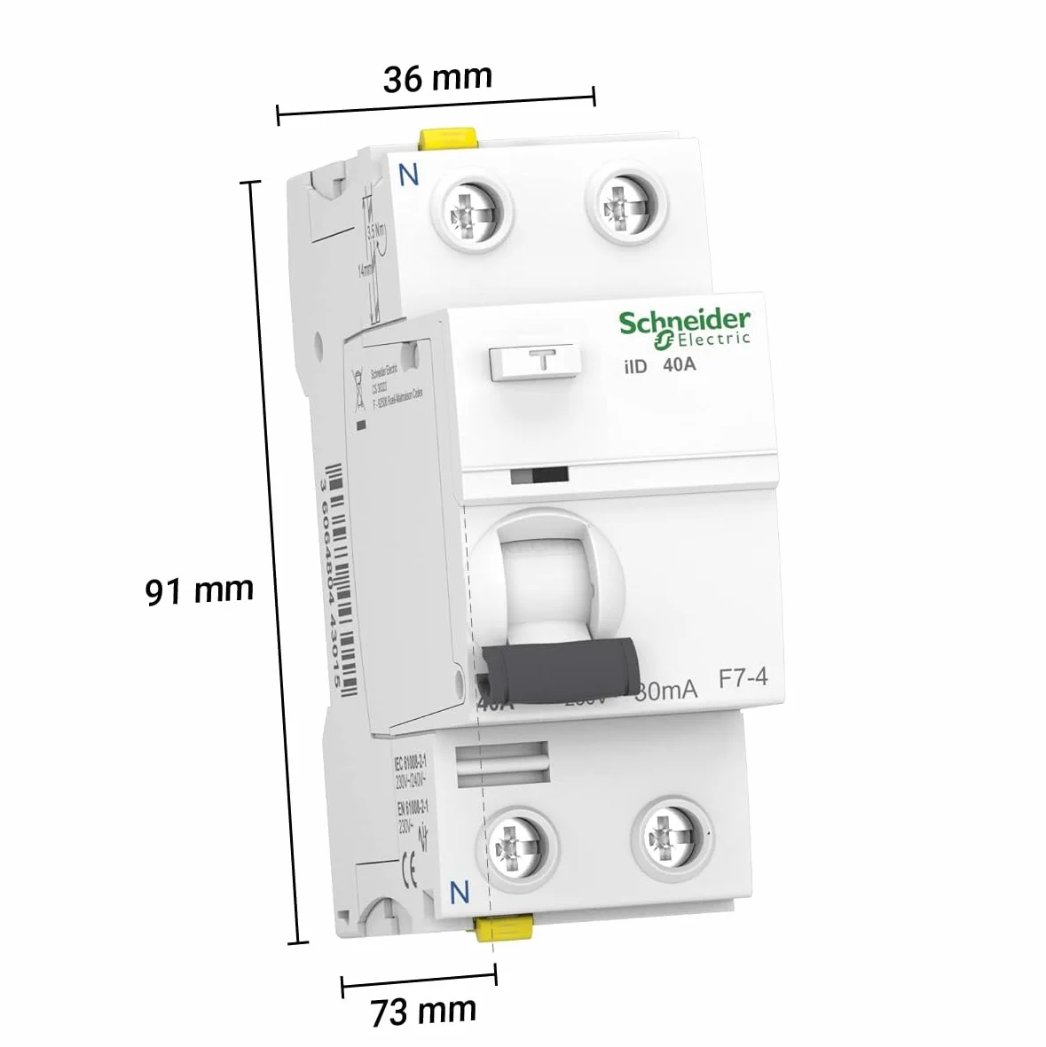 Schneider Electric Interruptor de Circuito FI, Acti9 iID, 2 Pines, 40 A, 30 mA, Tipo A, número de artículo A9Z21240