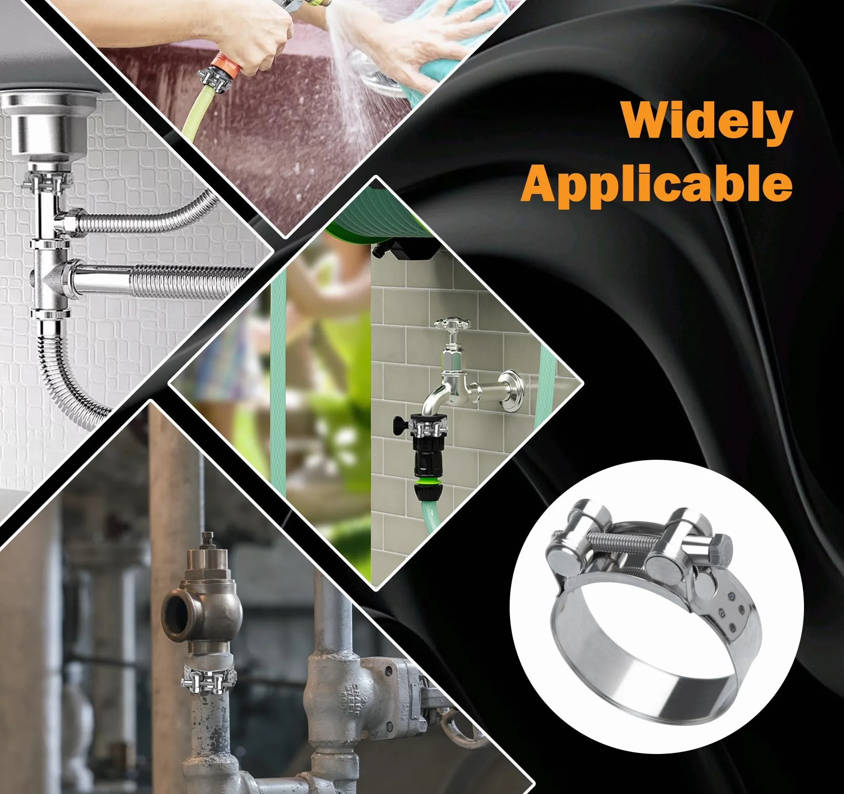 ilauke Juego de 4 Abrazaderas Metalicas, 29-31 mm Ajustables Abrazaderas para Manguera, de Acero Inoxidable 304 para Tuberías de Agua, Fontanería, Gas Doméstico y Aplicación Mecánica