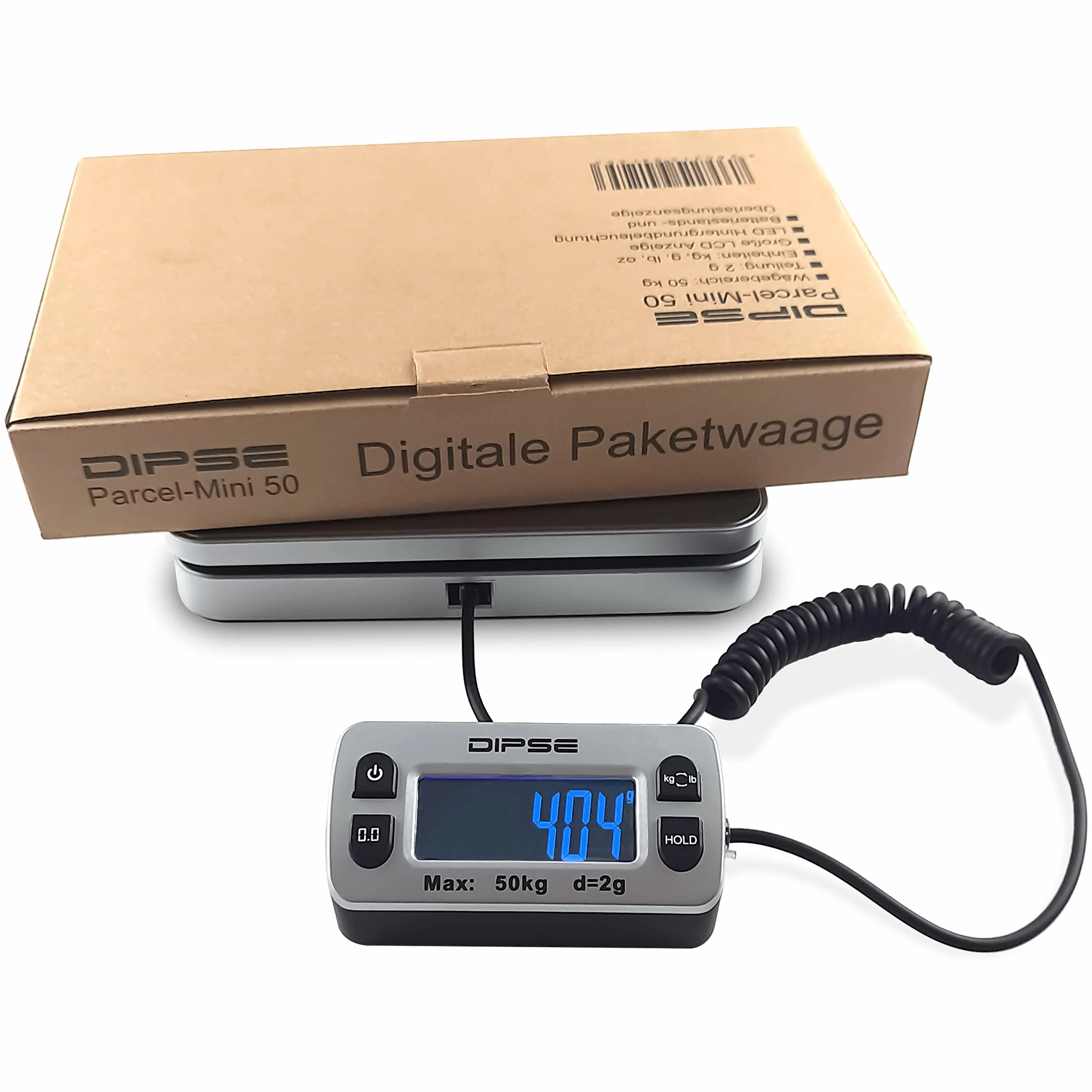 Dipse Parcel Mini Balanza de paquetes 50kg x 0,002kg pantalla externa