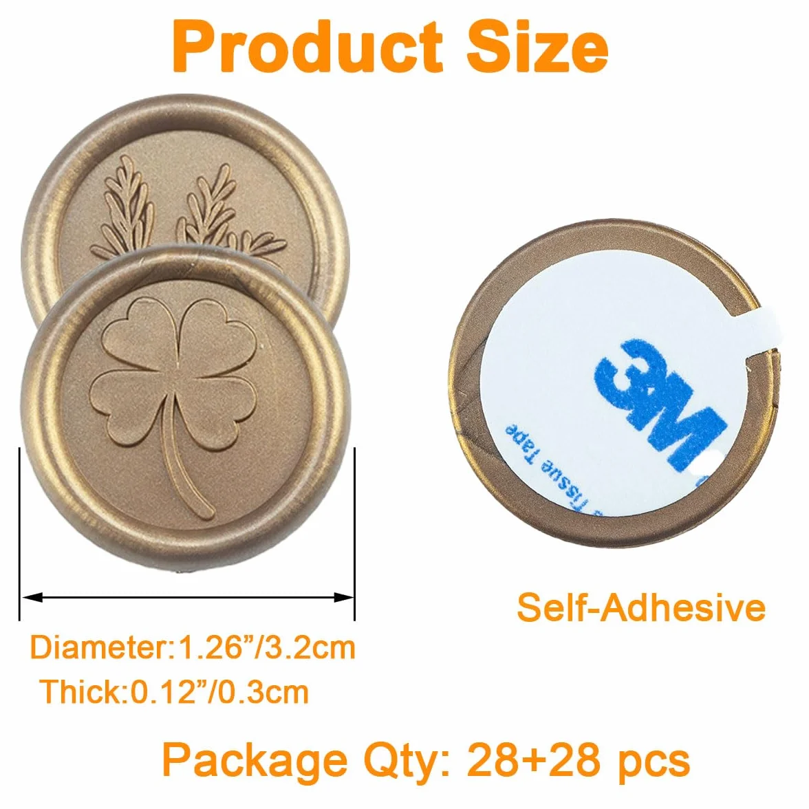 56 sellos de lacre adhesivos de bronce antiguo, con diseños de romero y trébol de cuatro hojas. Perfectos para invitaciones, Navidad, regalos y fiestas.