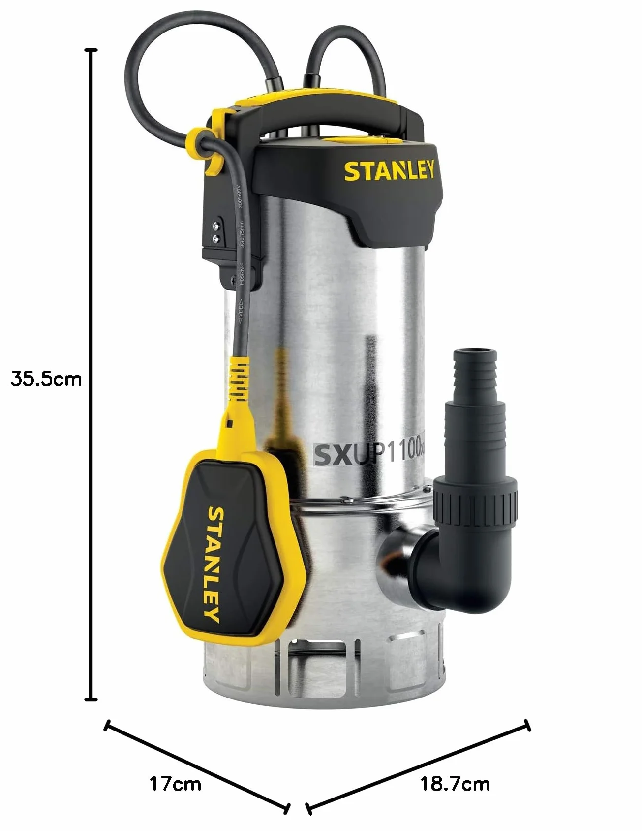 Stanley SXUP1100XDE Bomba Sumergible Aguas Sucias 1100 W 16500 l/h 10.5 m