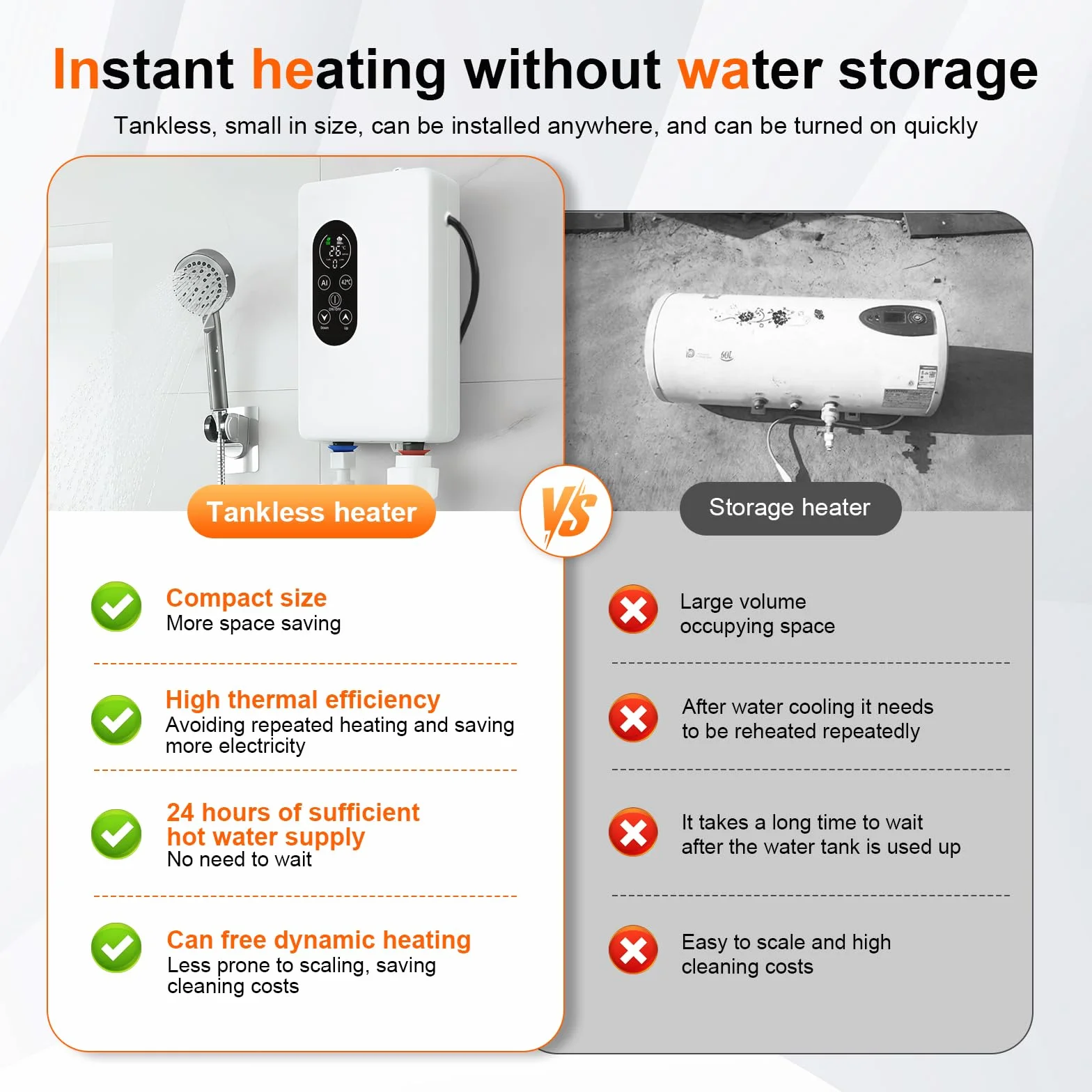 Calentador de agua eléctrico de paso, 5500 W, 220 V, indicador de temperatura, unidad integrada, control inteligente, mini calentador de agua, adecuado para duchas y baños