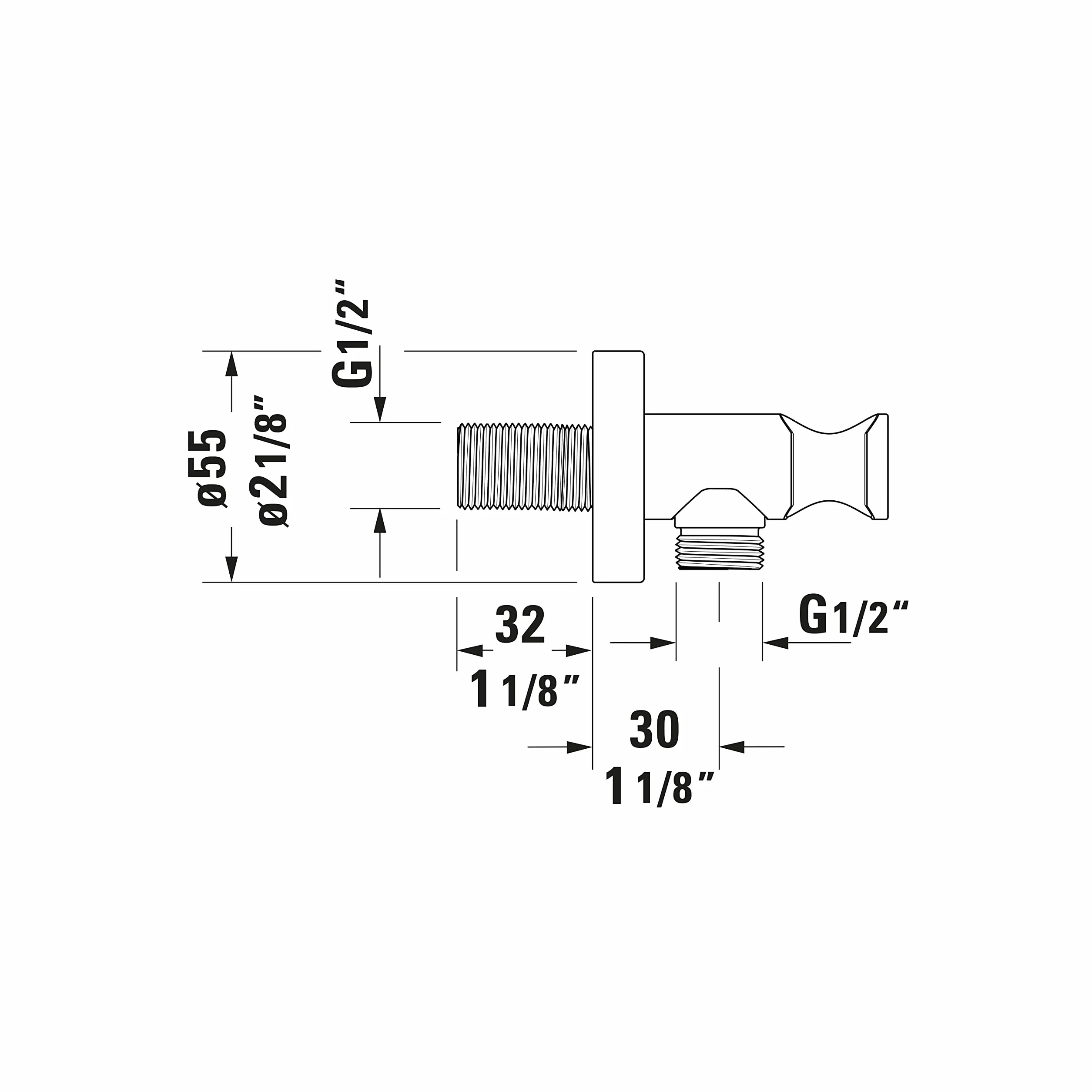 Duravit Codo de conexión a la pared cromo