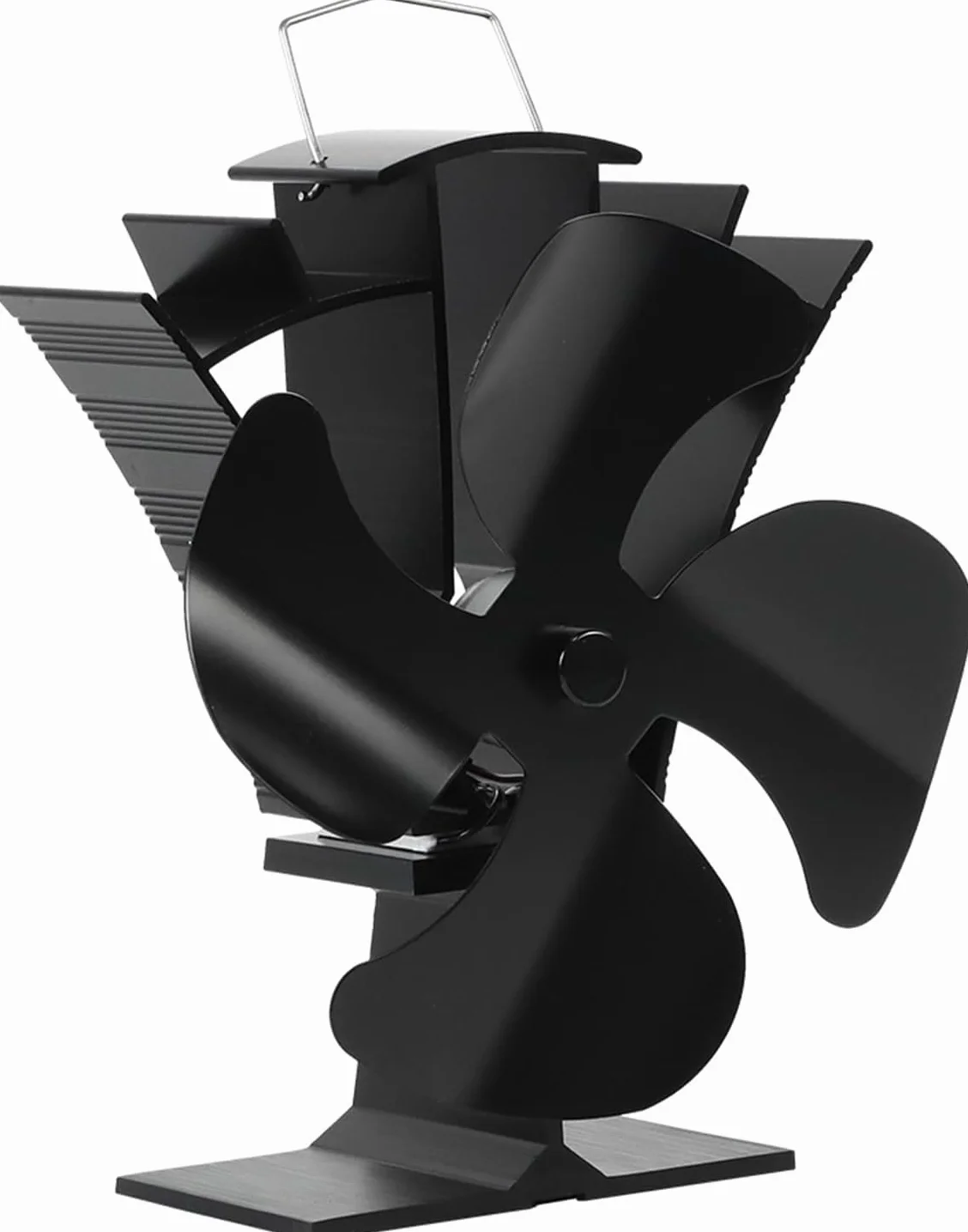 Tomersun Ventilador de quemador de leña pequeño de 4 aspas, ventilador de estufa de leña, ventilador de chimenea alimentado por calor, ventiladores ecológicos, circulación amigable para leña/quemador