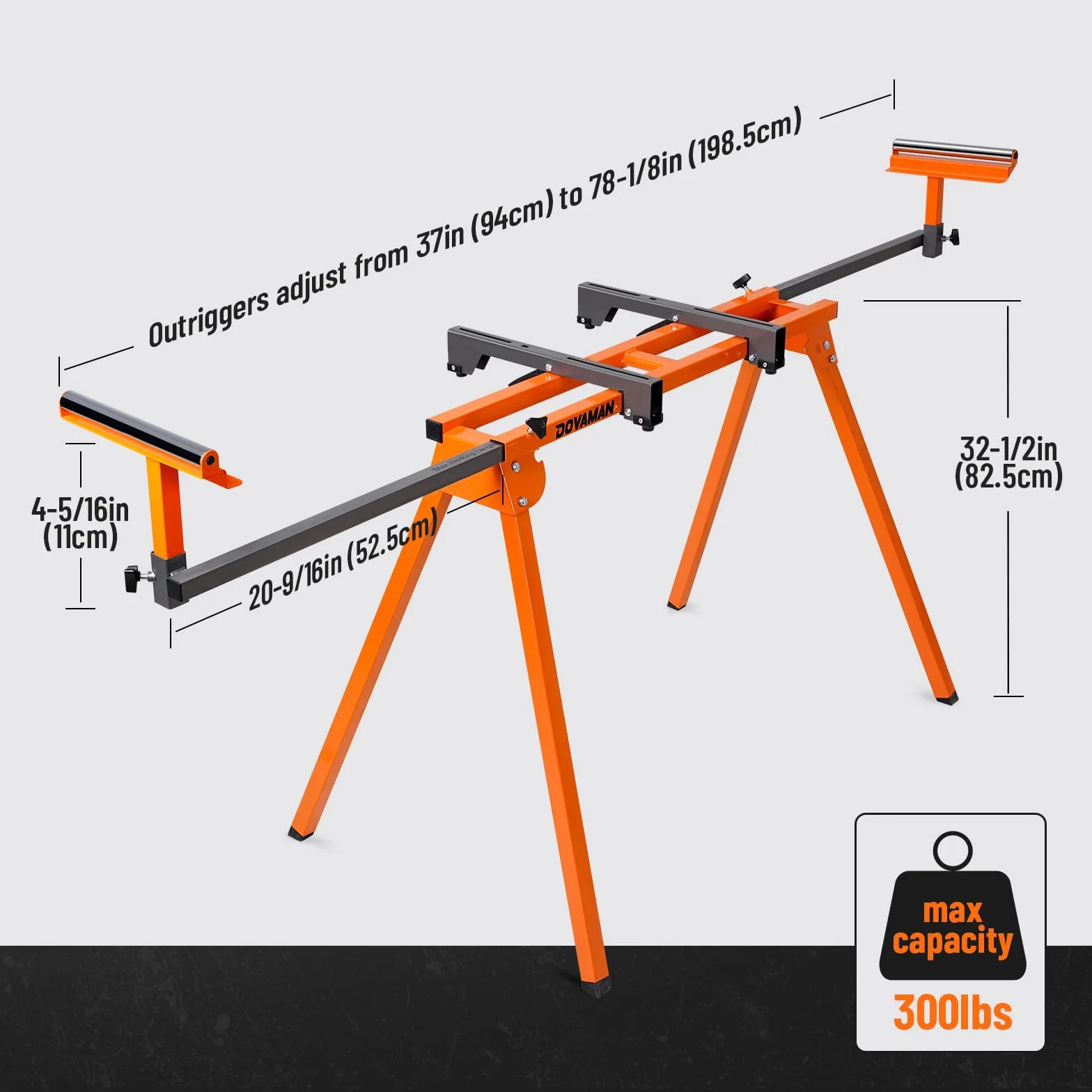 DOVAMAN MS01A Soporte para Ingletadoras 150 kg Carril Deslizante 1980 mm Plegado Rápido
