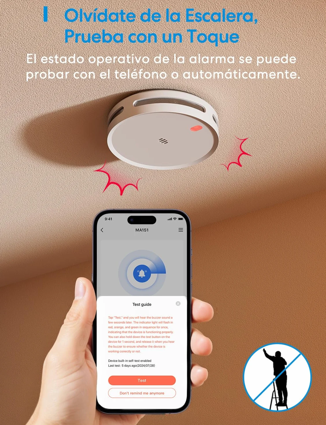 Meross Matter Detector De Humo Conectado, Alarma De Incendios WiFi Inteligente con Doble Sensor Óptico, Alarma De Fuego con Notificación App, Detector De Humos, 33 mm, con Hub MSH450, 1 Unidad