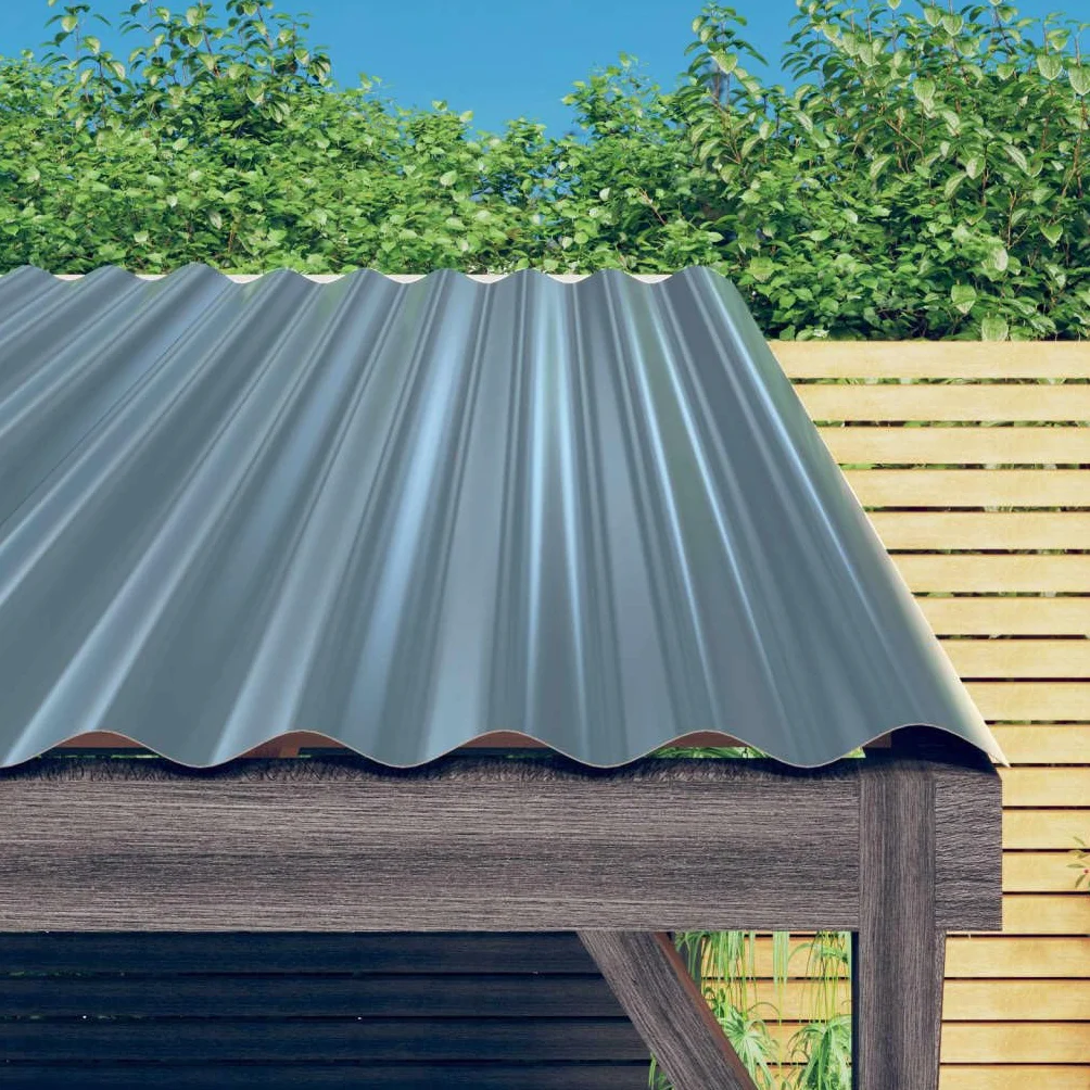 12 paneles de techo de acero galvanizado gris, 100 x 36 cm, chapa ondulada para cobertizos de jardín, revestimiento de pared