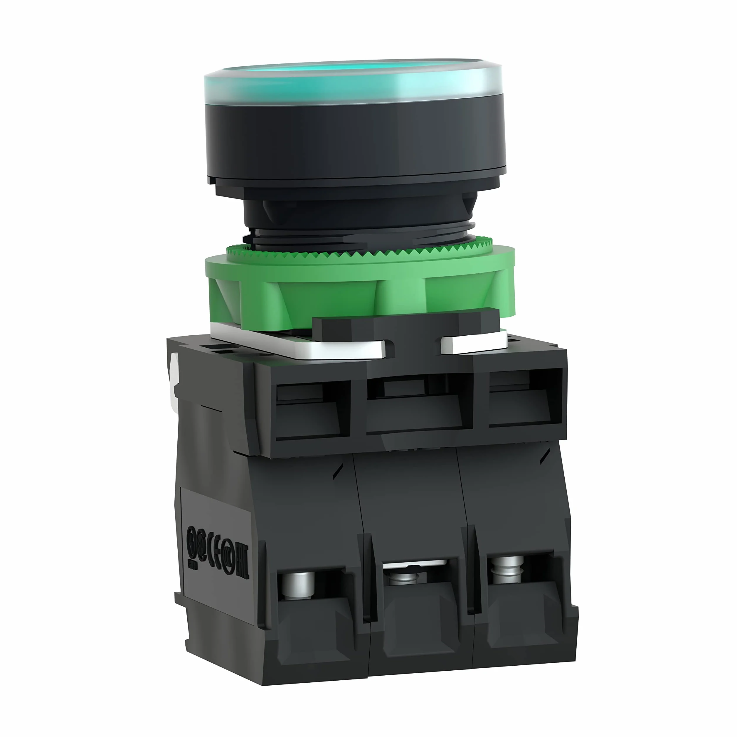 Schneider Electric XB5AW33M5 Pulsador Iluminado Diámetro 22, Retorno Resorte Nivelado, 240 V, 1 NA + 1 NC, Verde