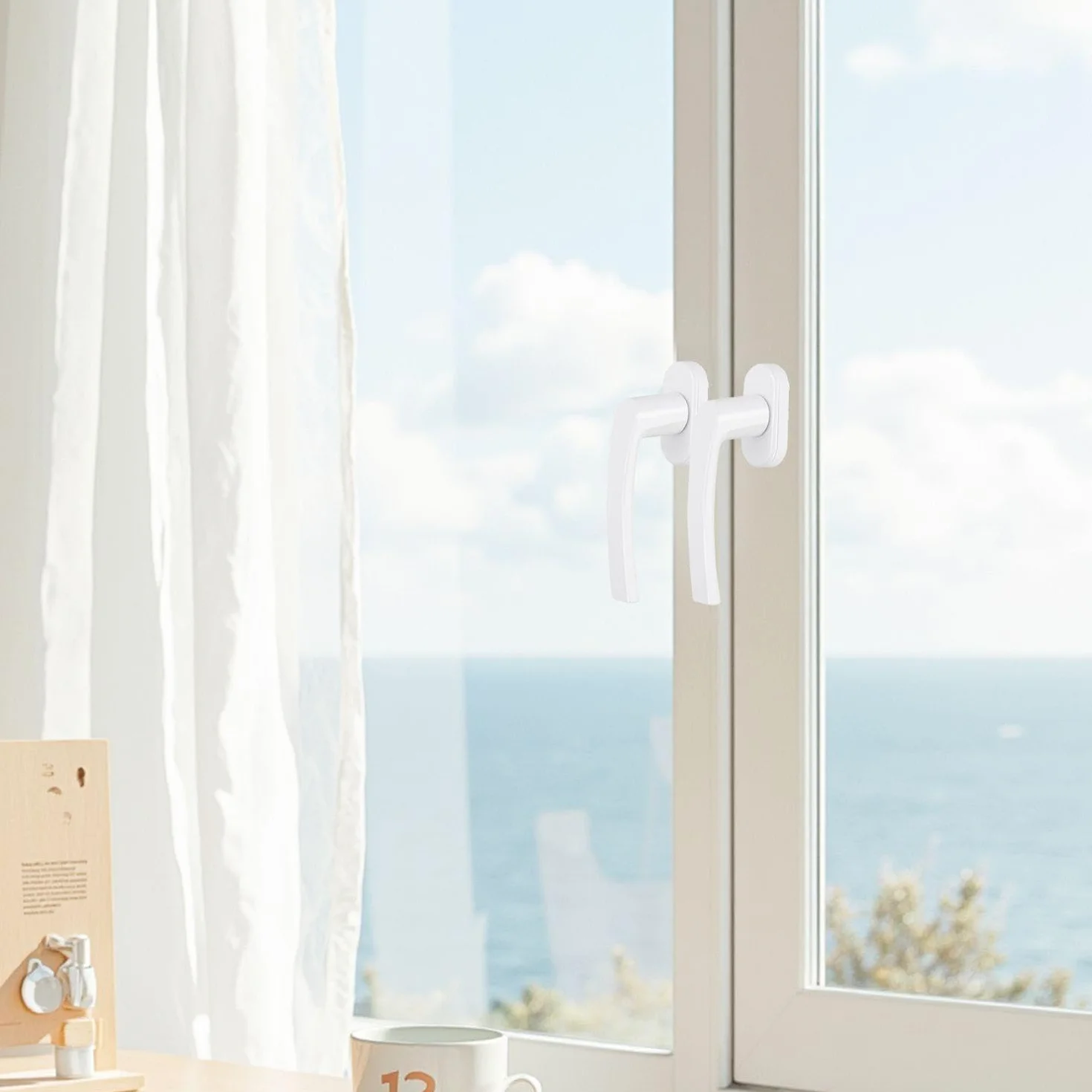 Manilla de Seguridad para Ventana, 2 Piezas en Blanco - Aleación de Aluminio, para Ventana Corredera, Balcón y Puerta de Terraza