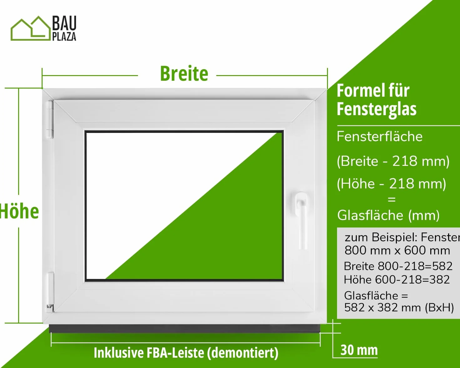 BauPLaza Ventana PVC (reforzado) Ancho x Alto 750 x 450 mm - Blanca - Vidrio Transparente - Triple acristalamiento 4/10/4/10/4 (triple cristal) - 75 x 45 cm Izquierda Oscilobatiente