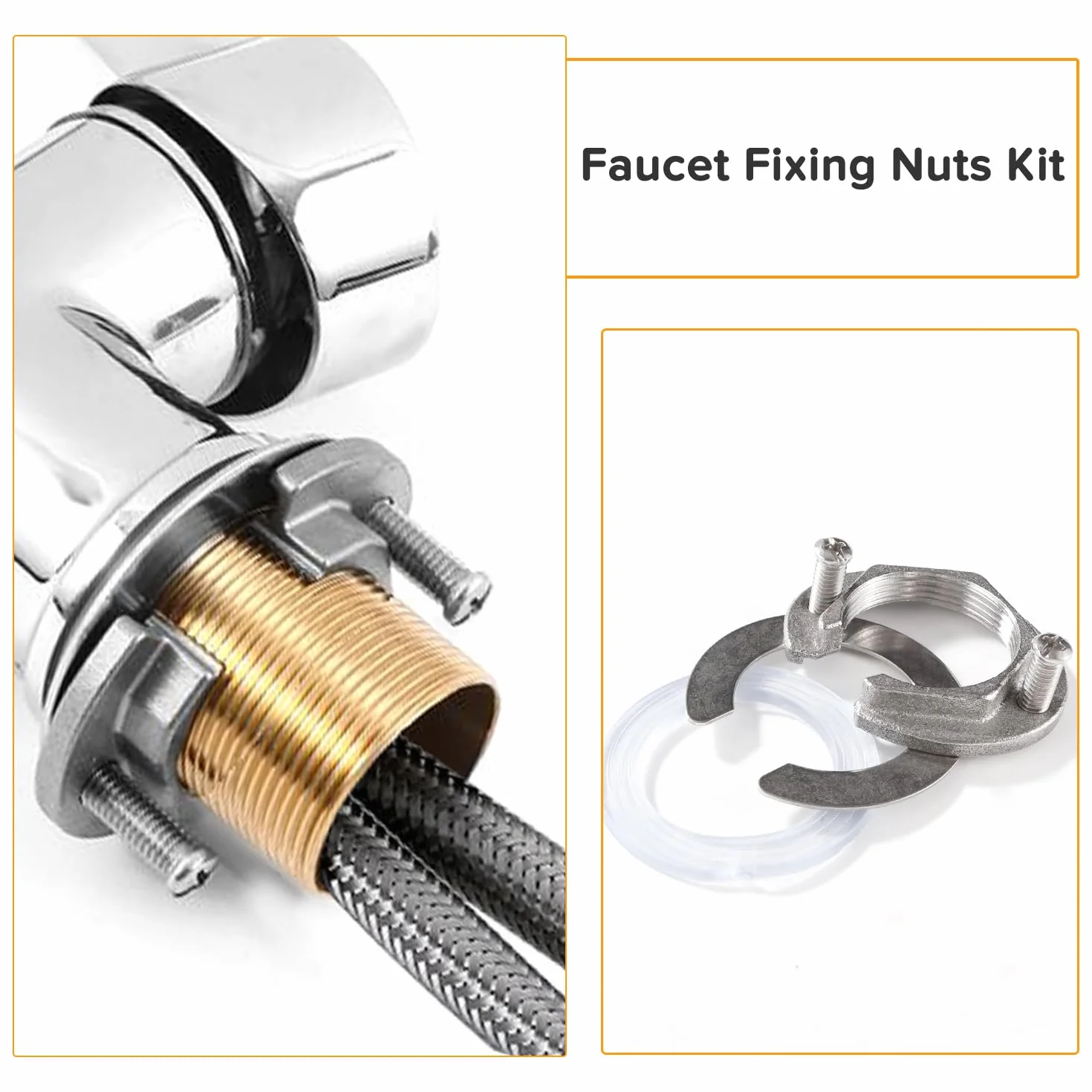 31mm Kit de Tuercas de Fijación de Grifo, Kit de Fijación de Grifo, para Grifos de Agua Caliente y Fría en Lavabos de Cocina y Baño, Acero Inoxidable