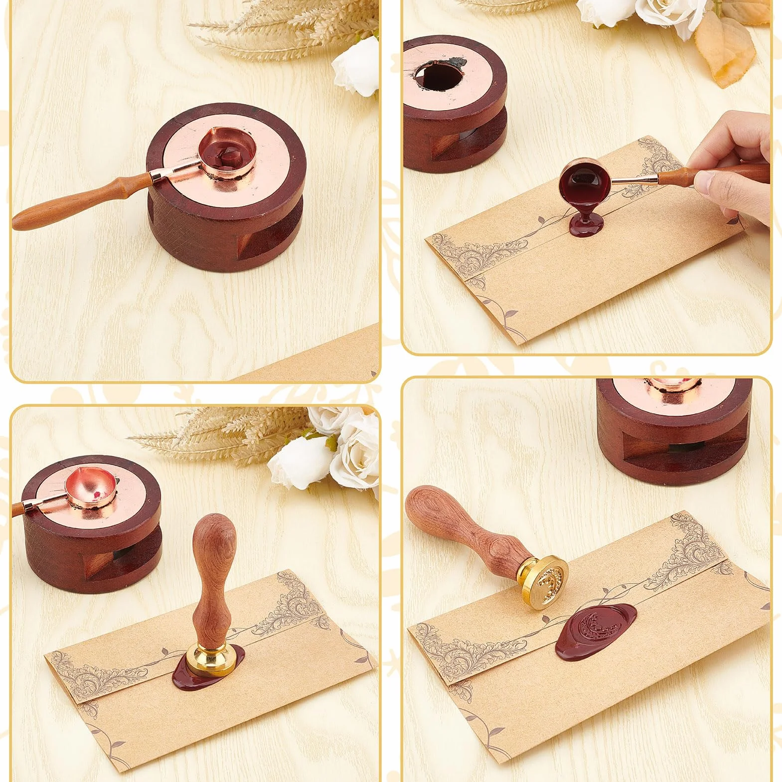 CRASPIRE Sellos de Cera de Calavera de 30 mm Sello de Cera de Sellado Gótico Retro Vintage de Halloween Cabeza de Latón Extraíble con Mango de Madera para Fiestas de Cumpleaños Manualidades