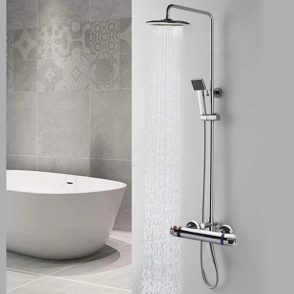 Grifos Ducha, Uten Grifo Ducha Termostatico, Termostatos Inteligentes para Bañera y Ducha, Grifo de Ducha de Latón Puro, Rango de Control de Temperatura (20-50°C), Flujo de Agua Seguro y Cómodo