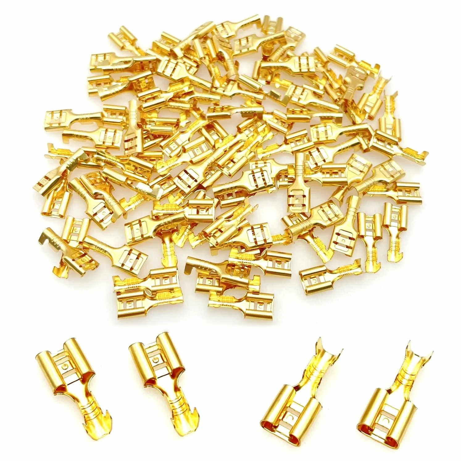 JZK 100 piezas 6,3 mm hembra terminales de engarzado de pala conectores rápido