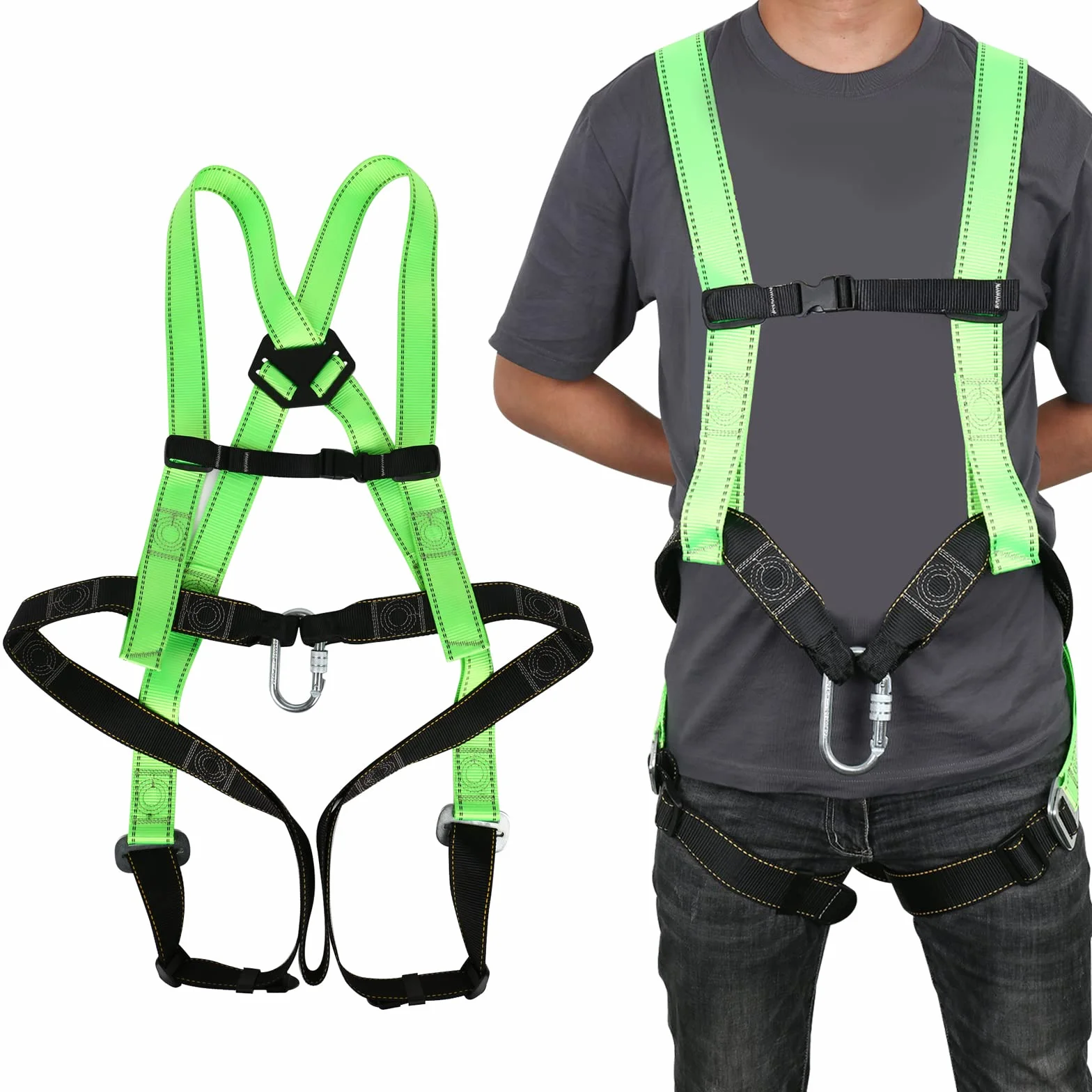 Correa de recogida con mosquetón de rosca, cinturón de seguridad profesional de cuerpo completo, anclaje protección contra caídas, hasta 100 kg