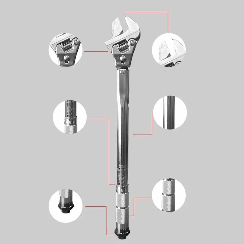 Zilimontt Llave Dinamométrica Ajustable 16 Pulgadas 19-110 N.m 30 Mm, Herramienta Multifuncional