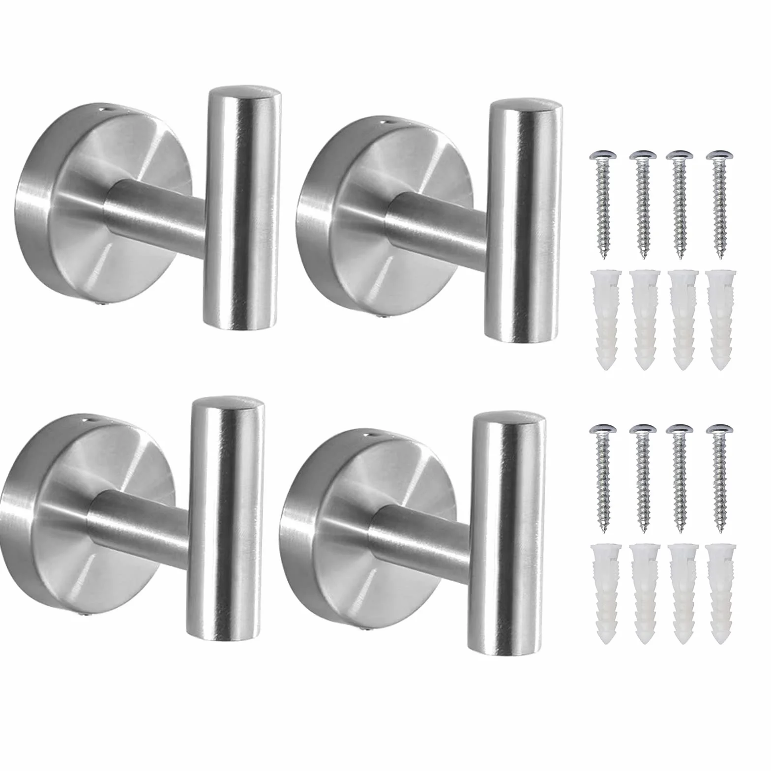 Towel Holder Wall Mounted ，Bathroom Towel Robe Hook，Shower Kitchen Wall Hanging Hooks Wall Mount SUS 304 Stainless Steel (sliver 4)