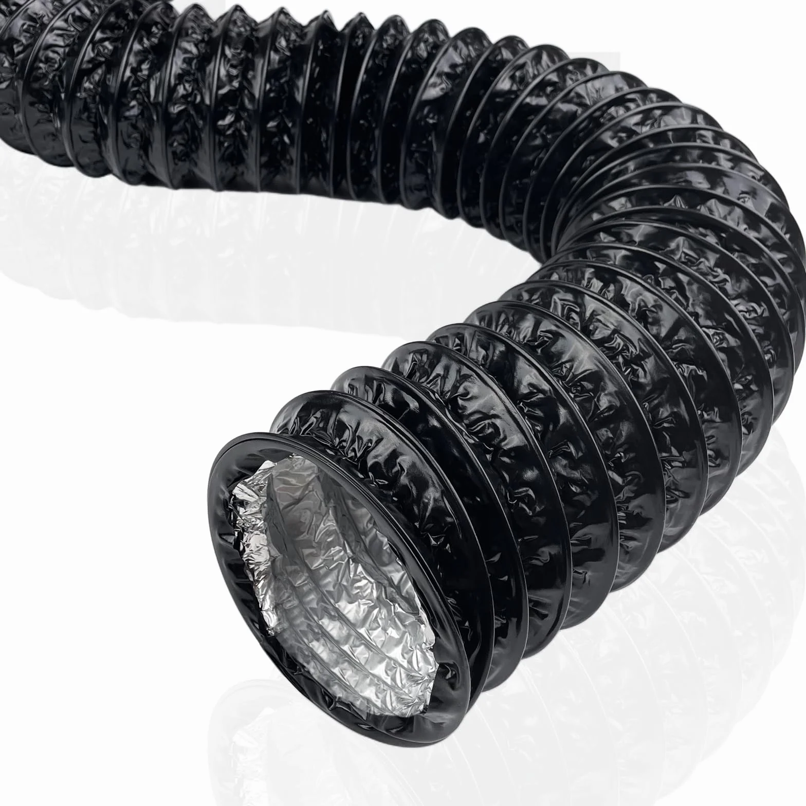 Manguera de Ventilación de PVC Ø 100 mm, 6m Tubo Flexible Conducto Salida Aire, Manguera de Escape Lámina de Aluminio Portátil para Secadora, Aire Acondicionado, Extractor