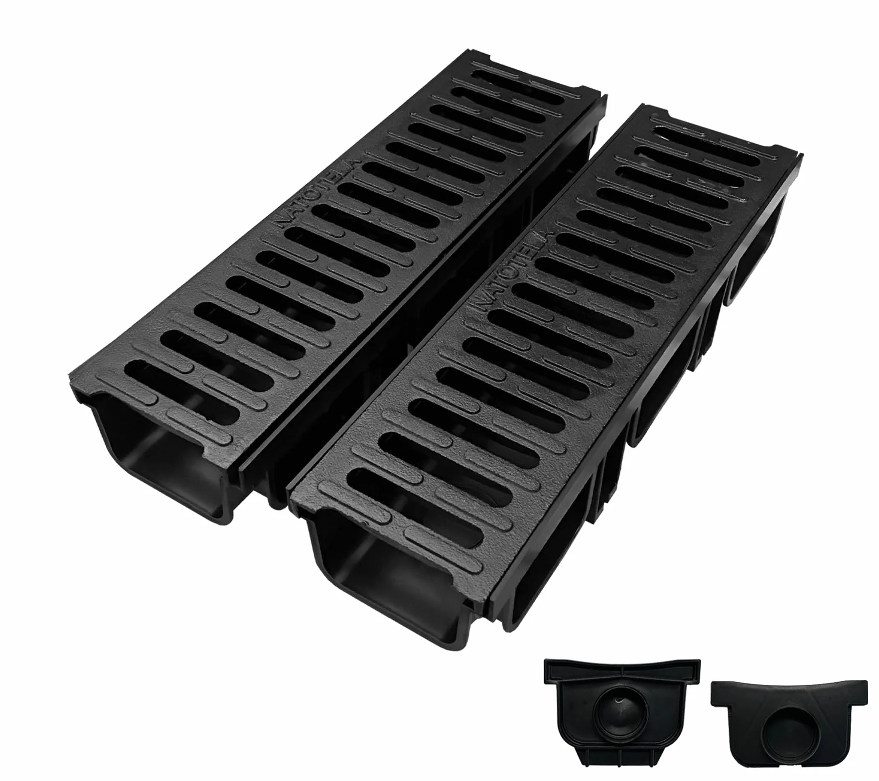 1m Canalón de drenaje con rejilla de fundición B125 GJS soporta hasta 12,5 t - 500 x 140 x 100 mm - Canalón de suelo para drenaje para garaje, entrada de patio, estacionamiento - Resistente a