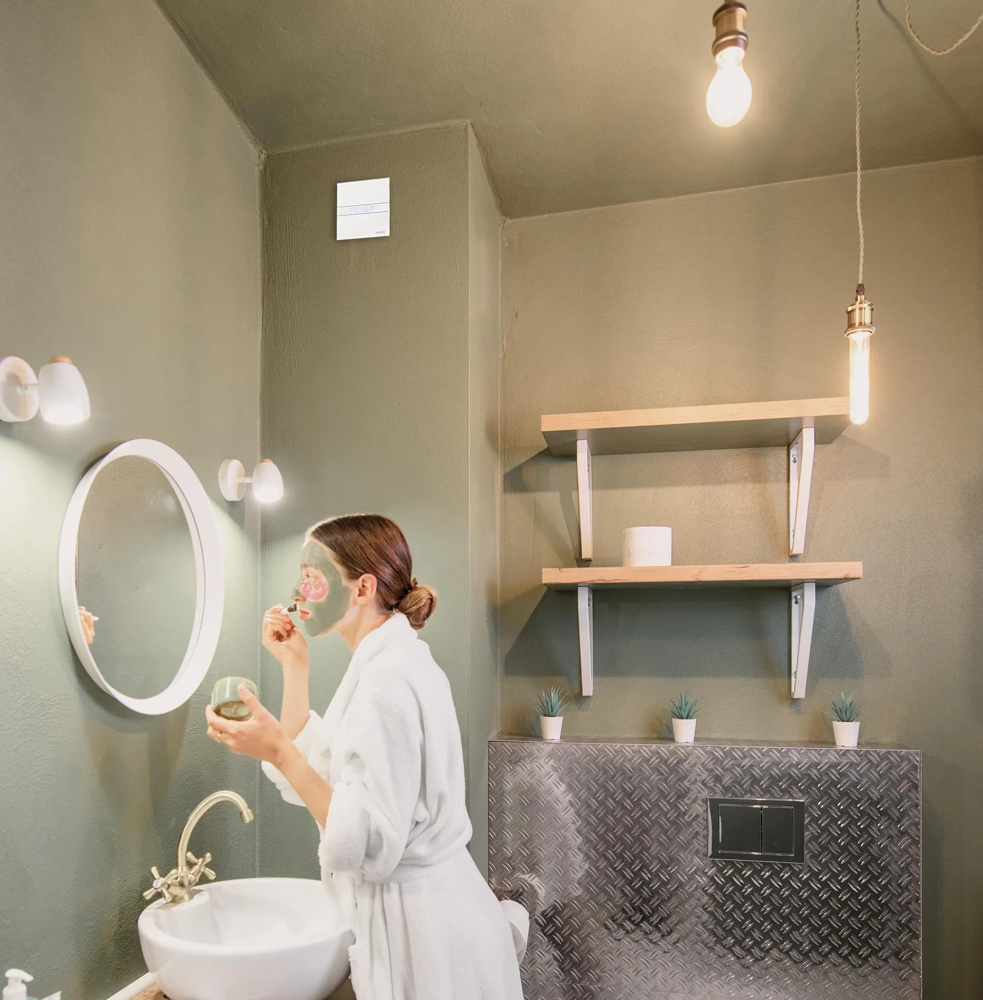 Cata e 100 GT Modelo E-100 baño silencioso, Serie e Glass, Bajo Consumo, Ventilador Extractores de aire, Alta Eficiencia Energética, 8 W, 230 V, Cristal Blanco