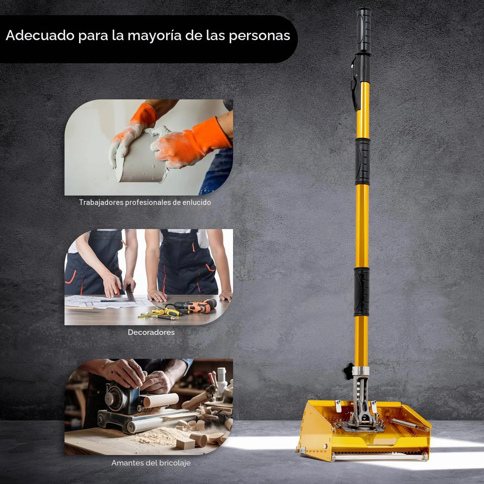 Herramientas de Acabado Planas Para Paneles de Yeso, 10'' Caja de Acabado Plana Profesional con Mango Ajustable de 90 a 150 cm, Ajustable en Polvo de Yeso, Herramienta de Procesamiento de Paneles de