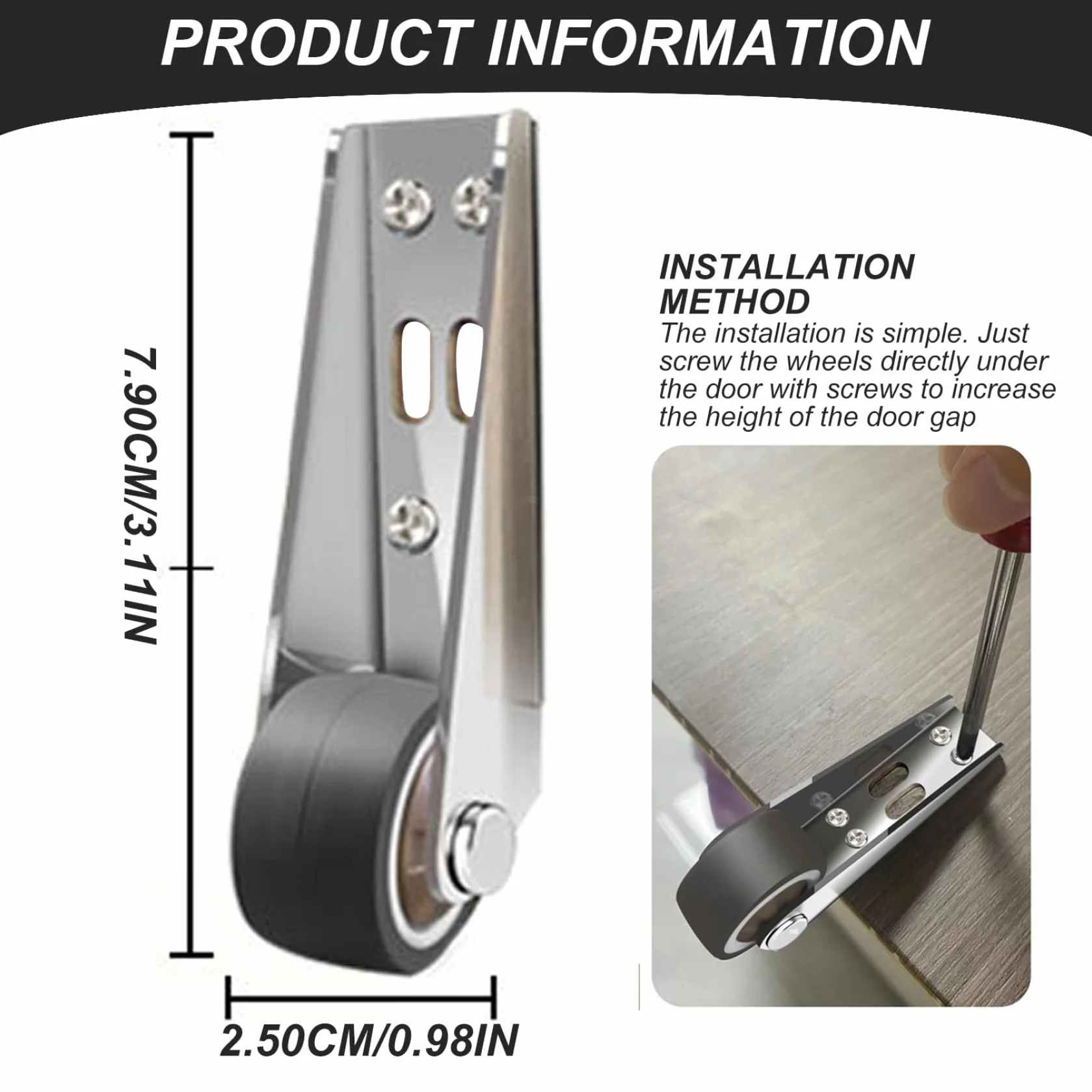 Rueda para puerta de goma termoplástica, soporte inclinado, direccional con tornillos para valla de jardín
