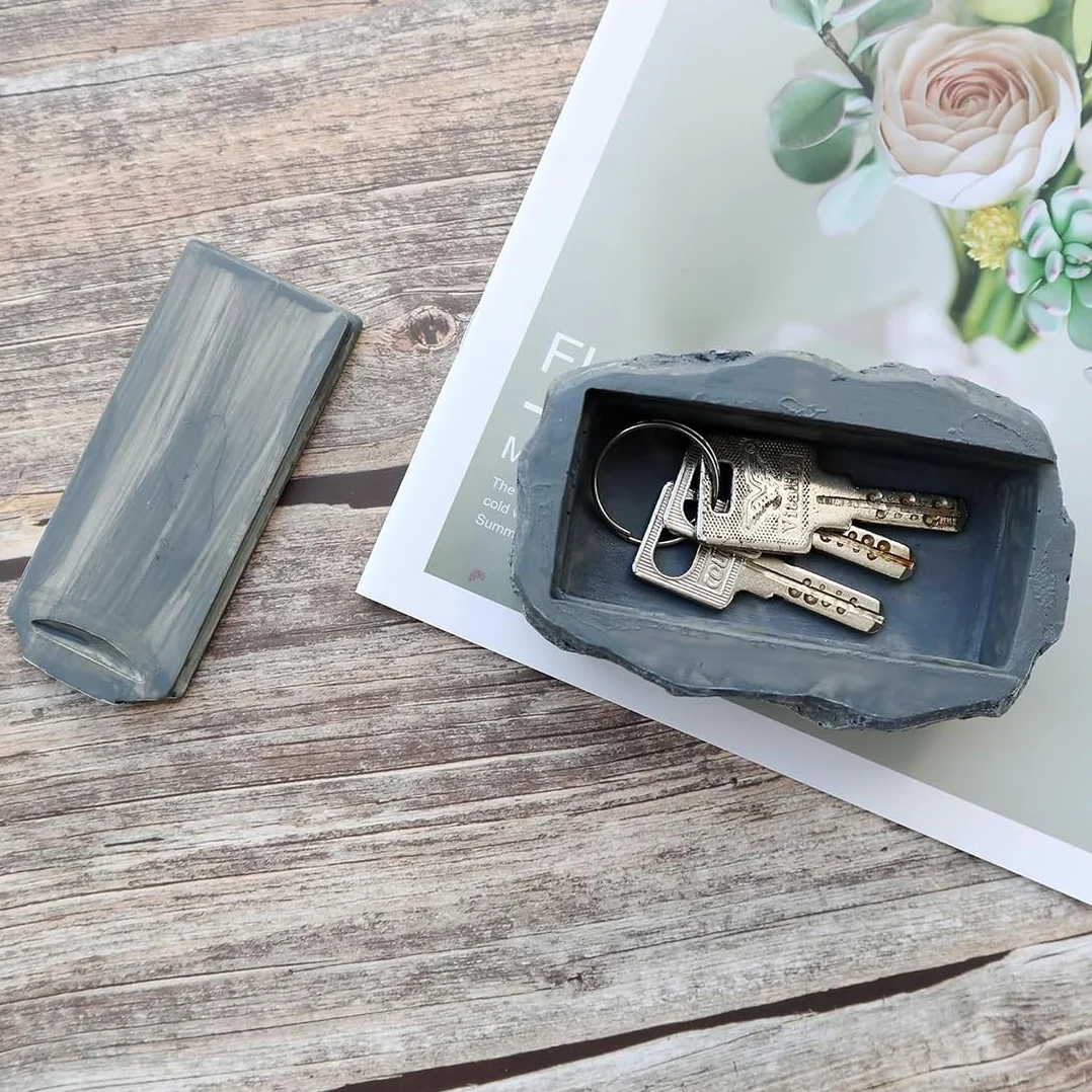 SURALIN Escondite Secreto para Llaves al Aire Libre, Caja Fuerte Invisible de Piedra