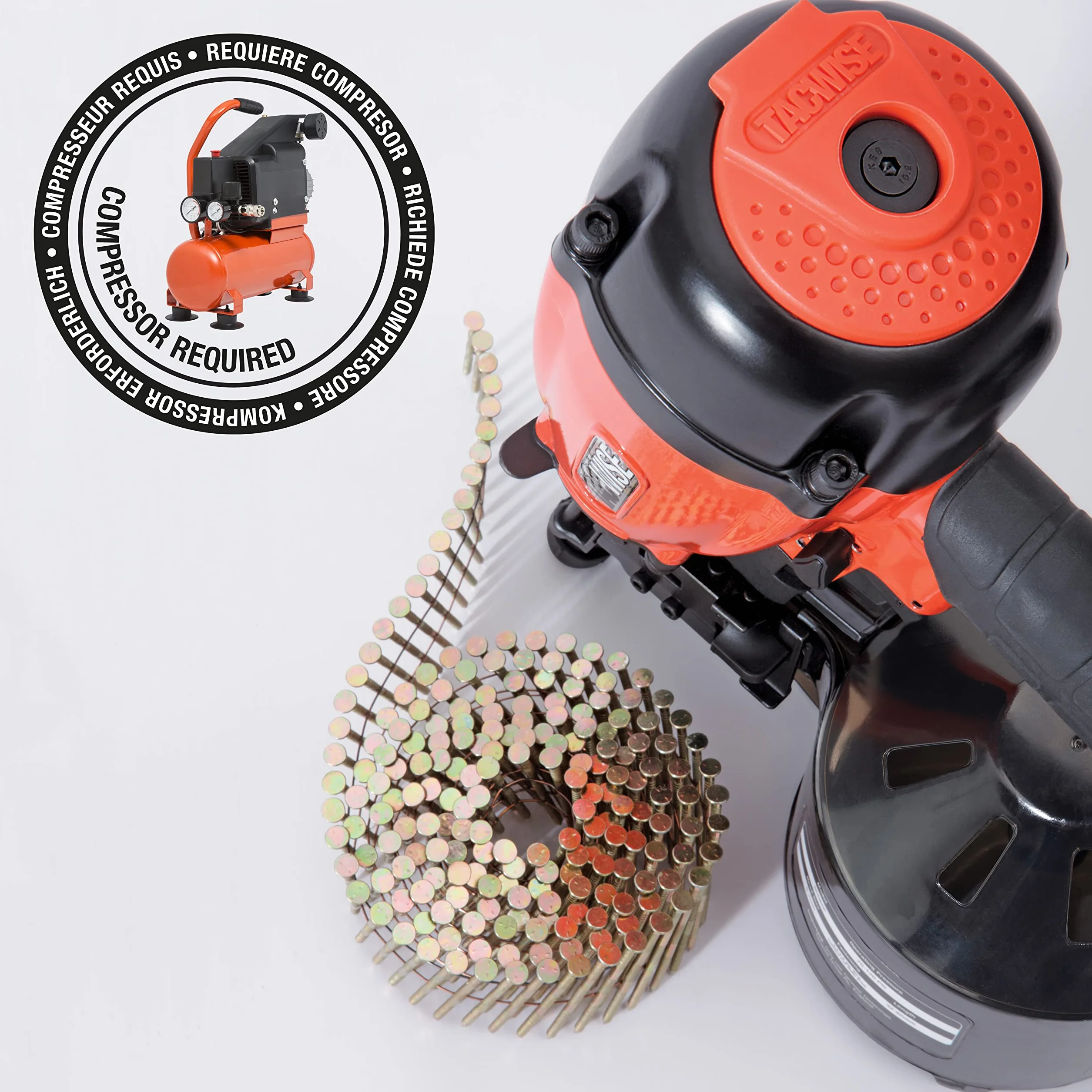 TACWISE FCN55V Clavadora Neumática de Bobina, Utiliza Clavos en Bobina Plana y Cónica de 25 a 57 mm