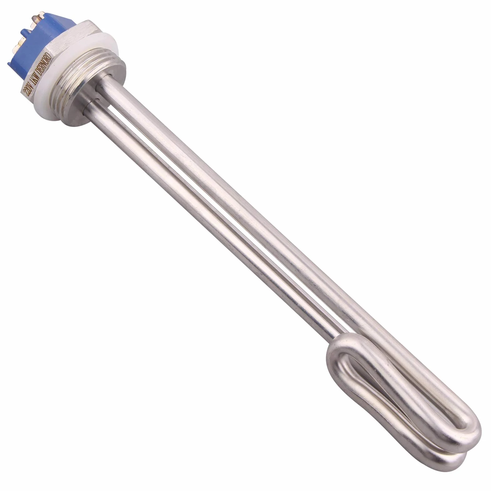 DERNORD Elemento de calefacción de 1 pulgada de tipo plegable corto, calentador de caldera de agua eléctrica BSP rosca brida de acero inoxidable (220 V 1000 W)