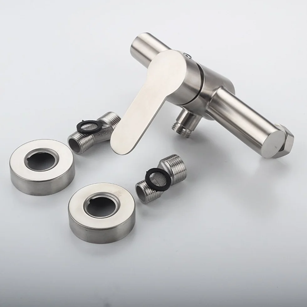 Grifo de ducha de acero inoxidable montado en la pared, mezclador de ducha, control manual, interruptor de válvula de fontanería, grifo de baño para agua fría y caliente
