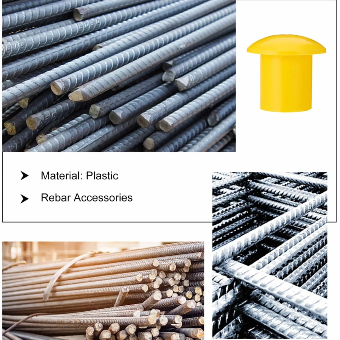 Tapas de Seguridad Protector de Extremo Resistente 60 Alta Visibilidad para Varillas de Refuerzo de Plástico Amarillo para Obra y Construcción