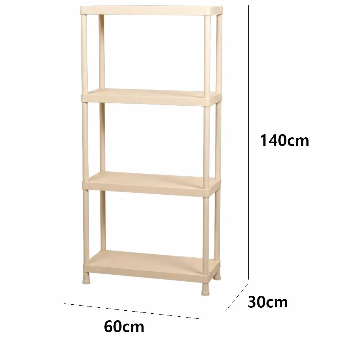 Estantería Modular de Almacenamiento Estante de almacenar plastico Polipropileno (4 Baldas 140x60x30cm Beige)