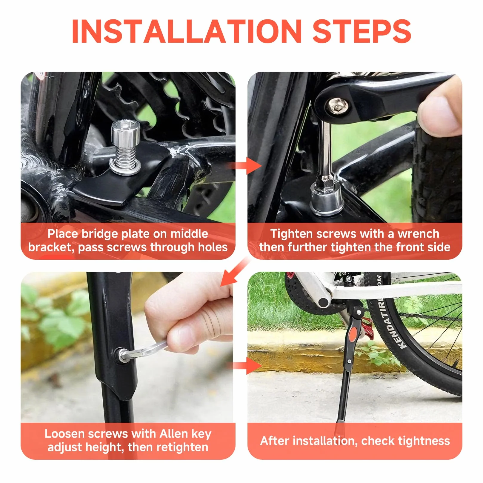 Soporte universal para bicicleta de 20 a 26 pulgadas, ajustable en altura, estable con pie de goma antideslizante para bicicleta de niños, bicicleta de montaña, bicicleta eléctrica