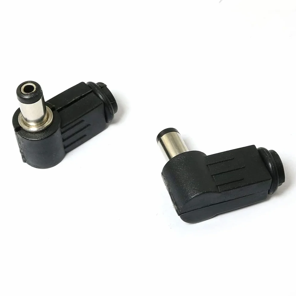 10 Piezas 90 Grados Ángulo Recto 2,5X5,5mm 2,5mm Cable de Alimentación Cc Enchufe Macho Conector Adaptador de Punta de Cable de Soldadura, 5525